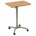 Escritorio elevable con ruedas 80 x 50 x 72-110 cm tablero de madera natural estructura metálica verde diseño rectangular