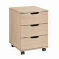 Archivador con ruedas de 3 cajones 40 x 40 x 60 cm madera MDF acabado roble claro diseño compacto