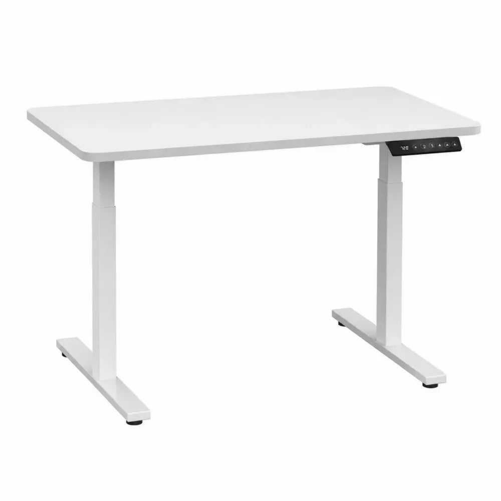 Escritorio elevable eléctrico rectangular de MDF blanco con estructura de acero blanco y panel digital 120x60 cm